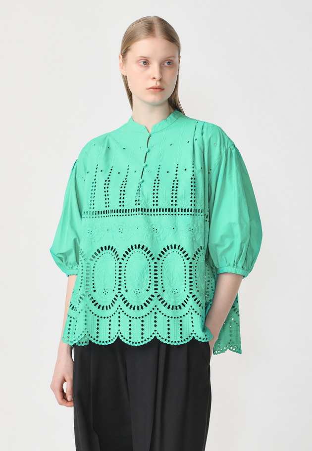 FLOWER EMBROIDERY BLOUSE 詳細画像 Green 4