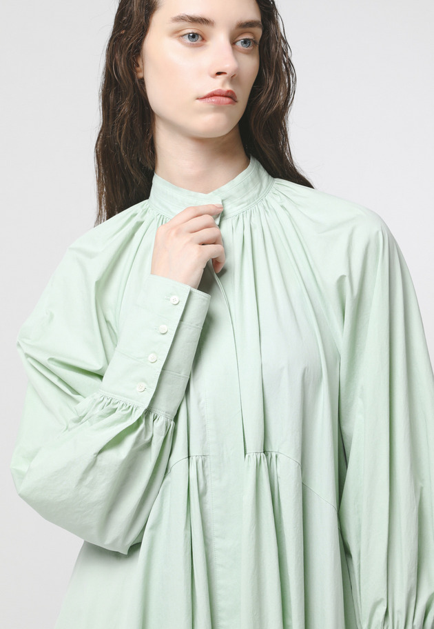 COTTON GATHERED DRESS 詳細画像 Green 4