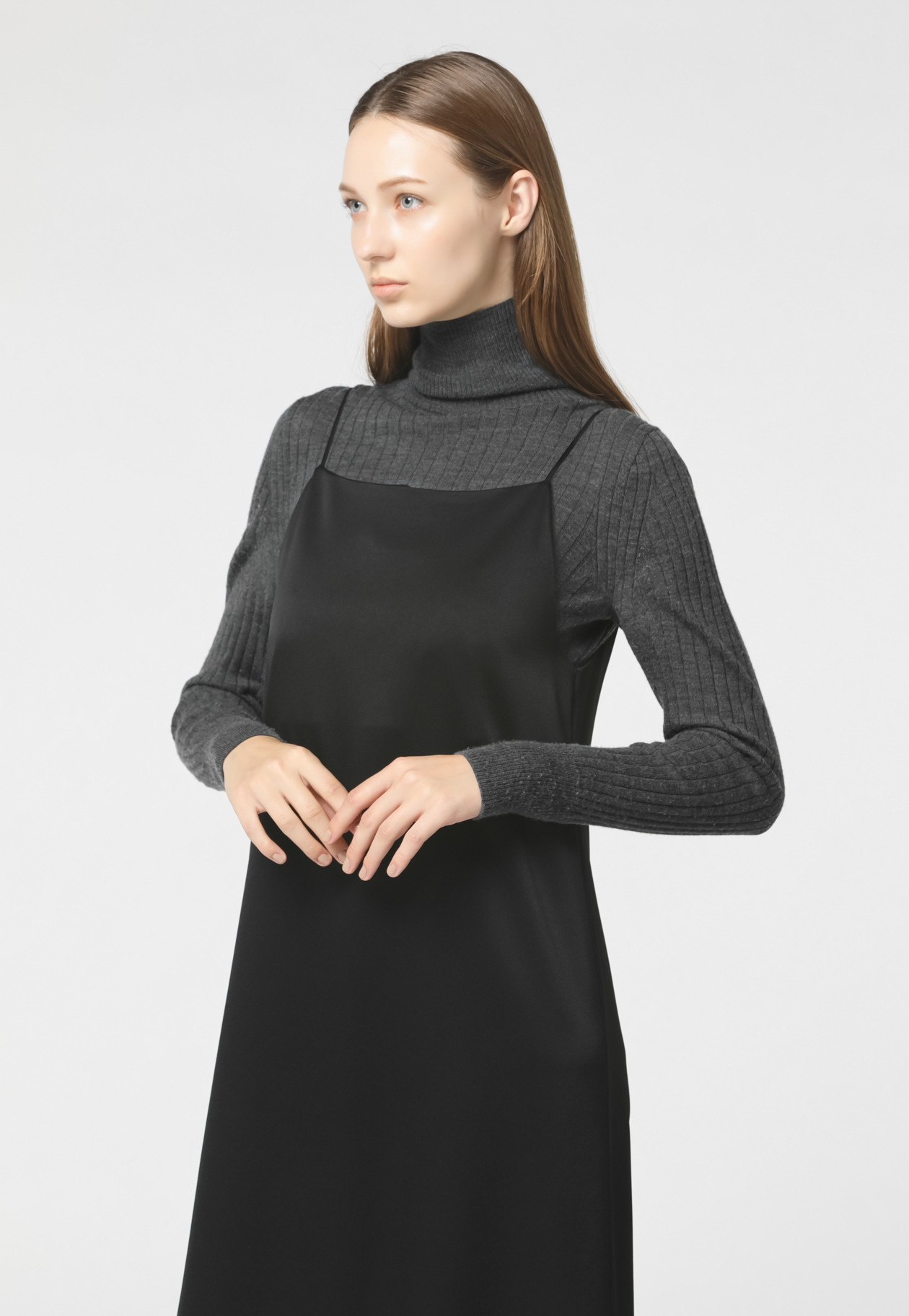 SATIN GEORGETTES DRESS 詳細画像 Black 5