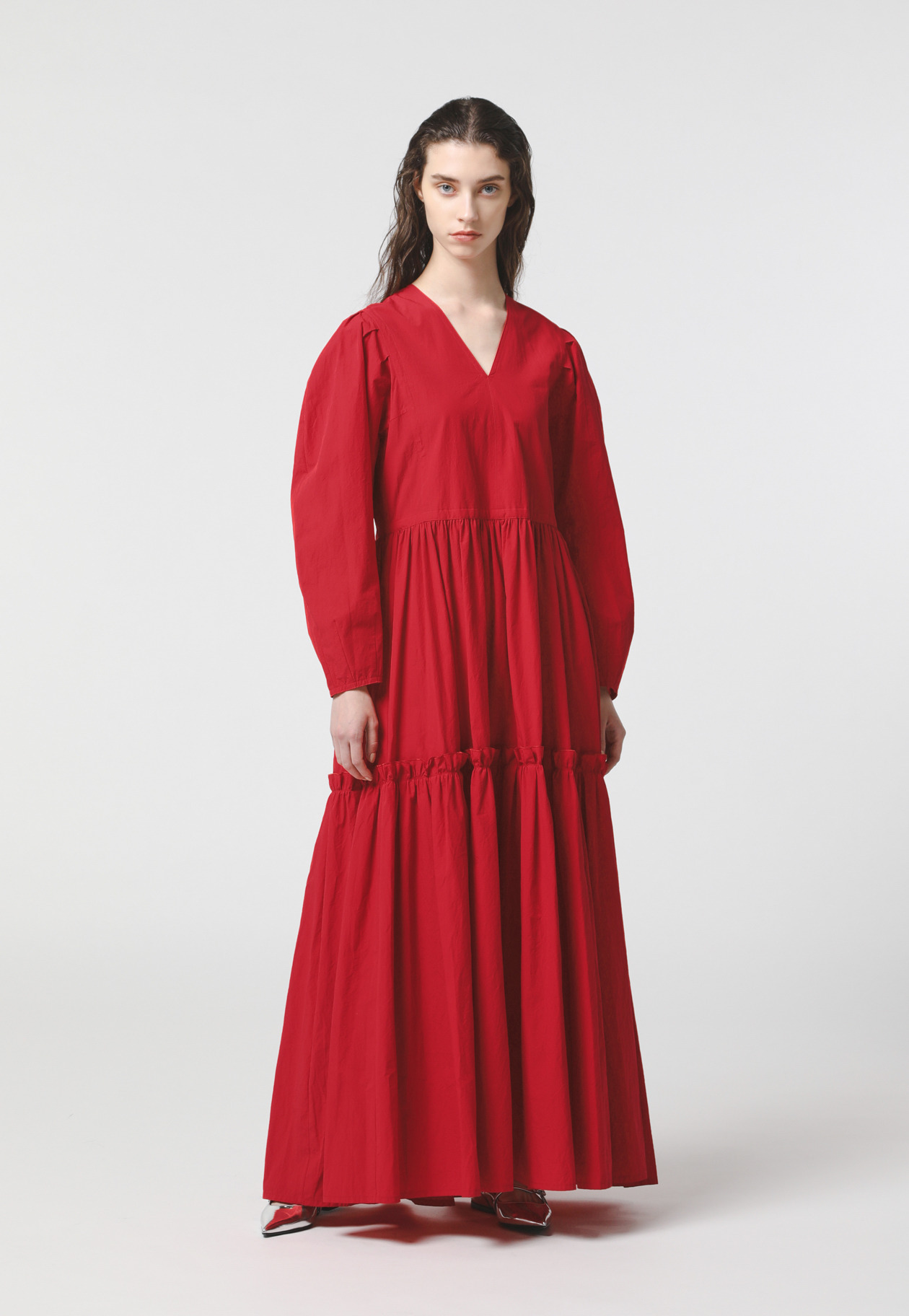 COTTON TIERED DRESS 詳細画像 Red 1