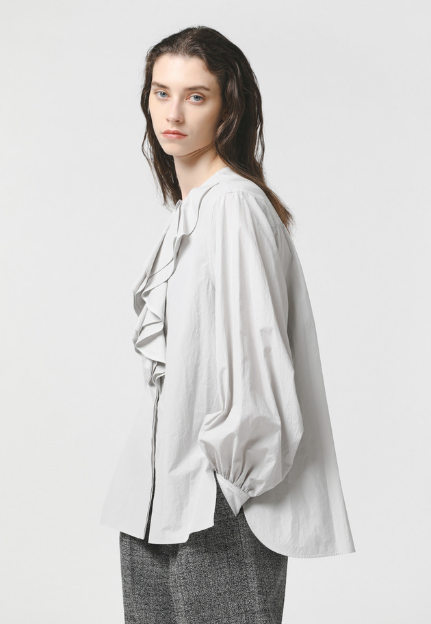 FRONT W RUFFLE SHIRT 詳細画像 Gray 2