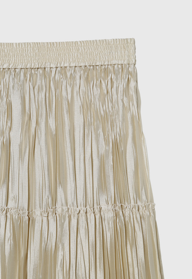SILK POLYESTER PLEATES SKIRT 詳細画像 Beige 7