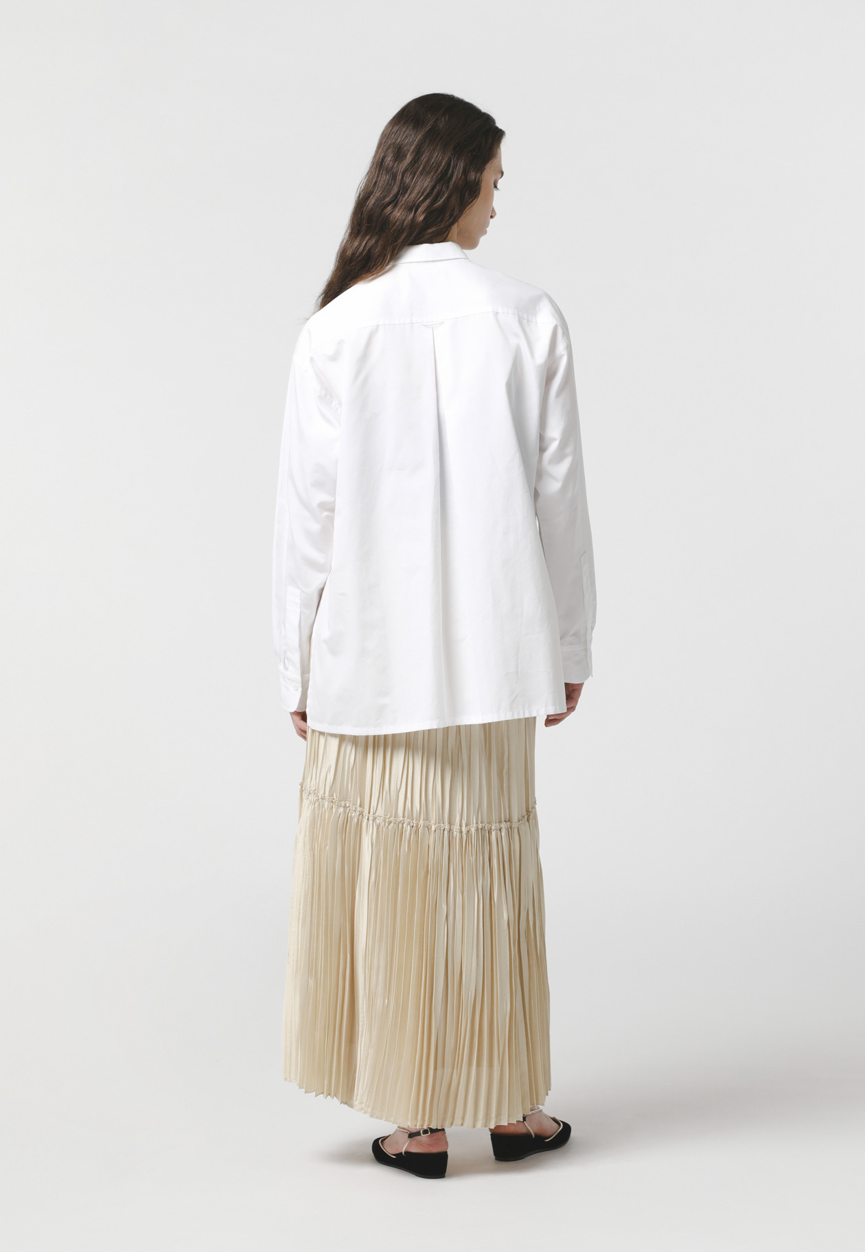 SILK POLYESTER PLEATES SKIRT 詳細画像 Beige 3