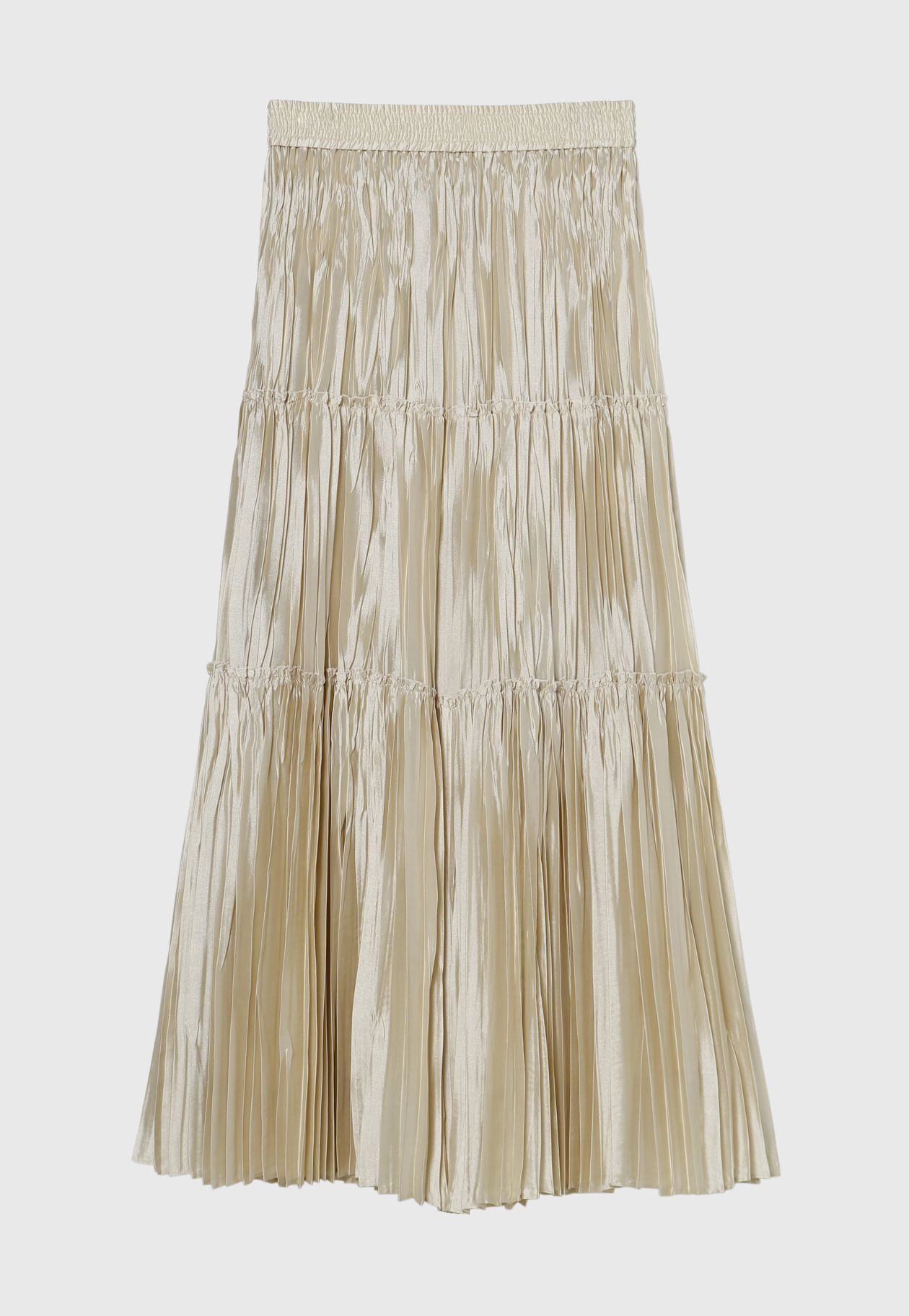 SILK POLYESTER PLEATES SKIRT 詳細画像 Beige 4