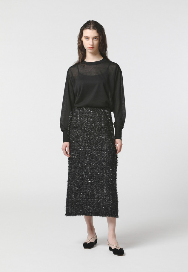 LAME TWEED SKIRT 詳細画像 Black 4