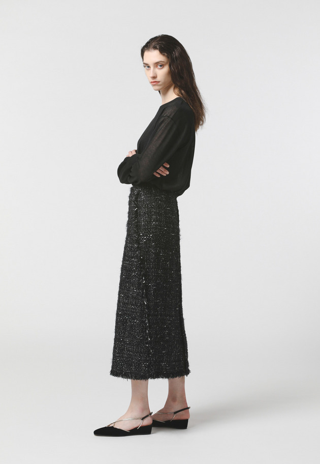 LAME TWEED SKIRT 詳細画像 Black 5