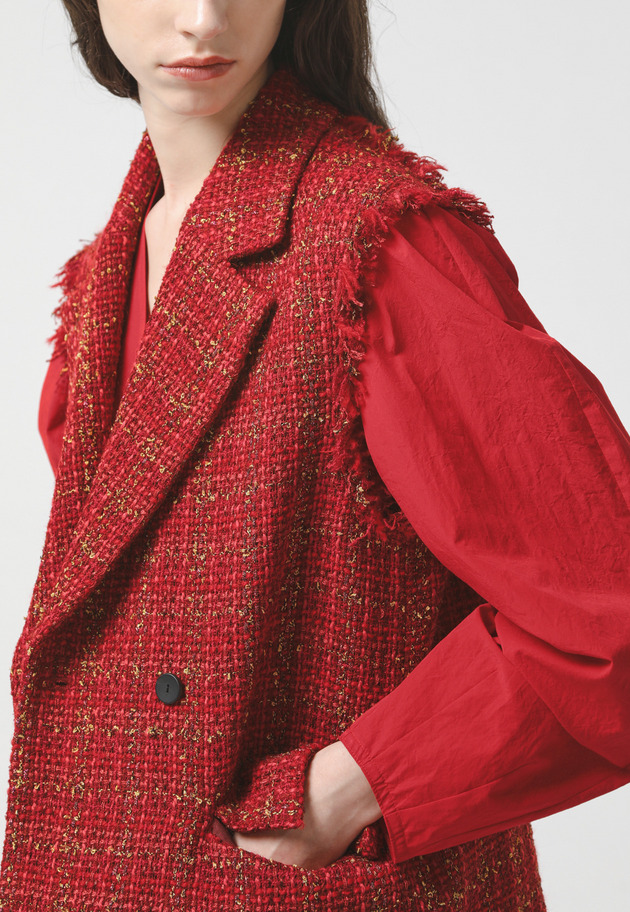 CHECK TWEED GILET 詳細画像 Red 7