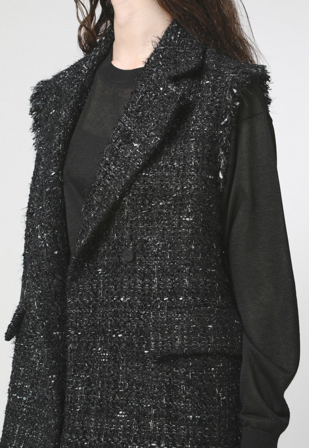 LAME TWEED GILET 詳細画像 Black 4