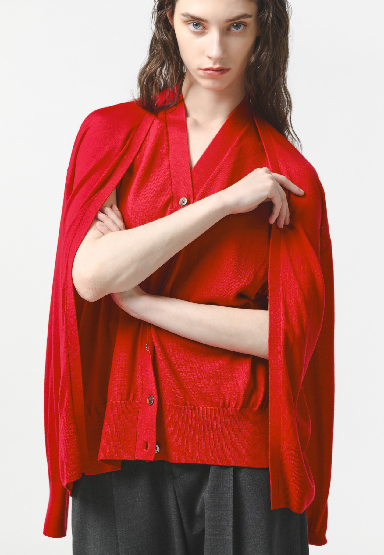 FRONT LAYER CARDIGAN 詳細画像 Red 1