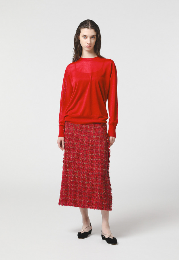 SHEER CREW NECK KNIT 詳細画像 Red 1