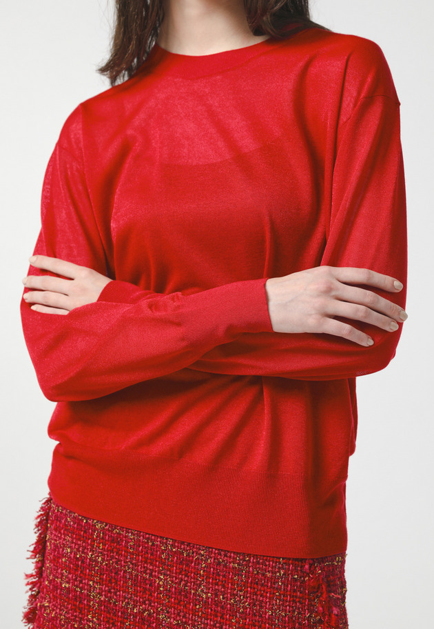 SHEER CREW NECK KNIT 詳細画像 Red 4