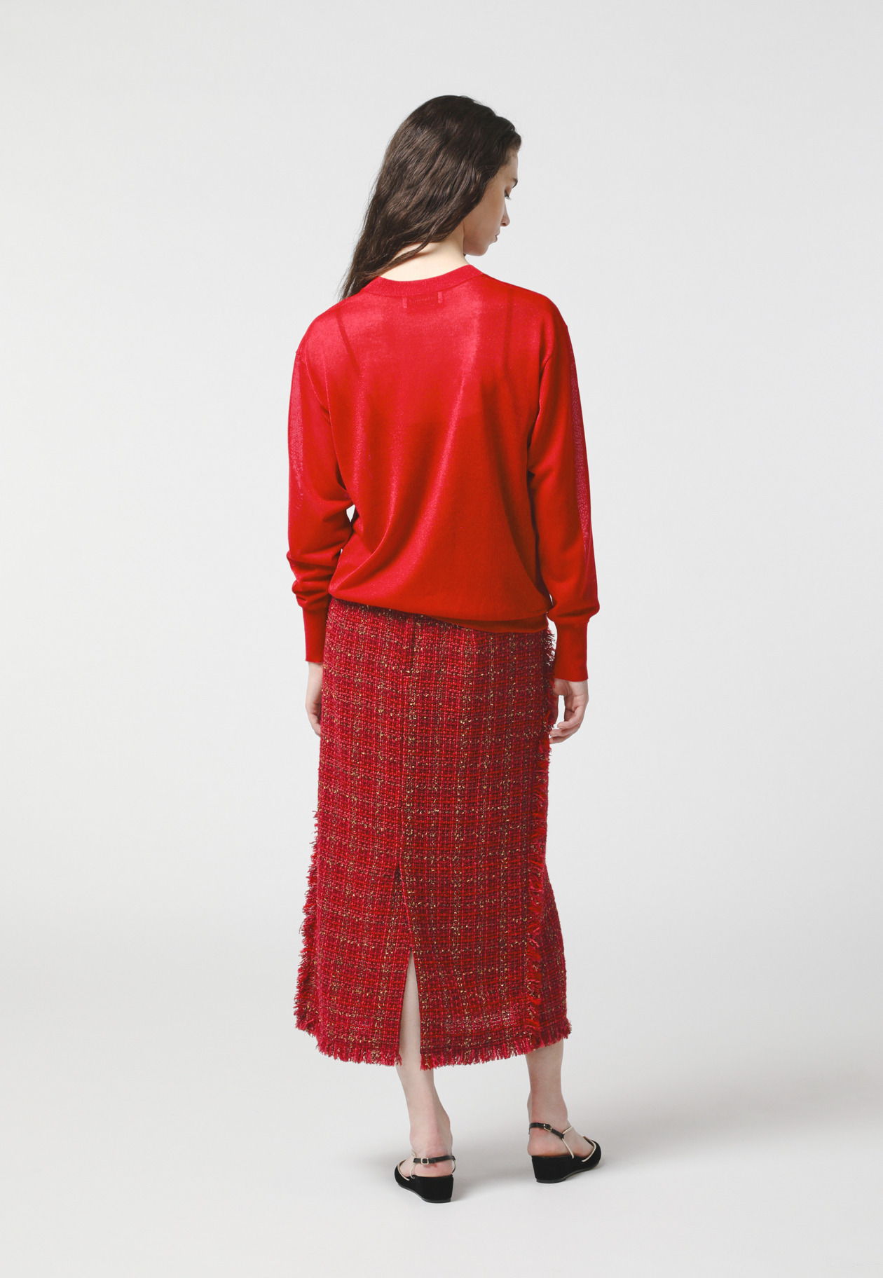 SHEER CREW NECK KNIT 詳細画像 Red 3