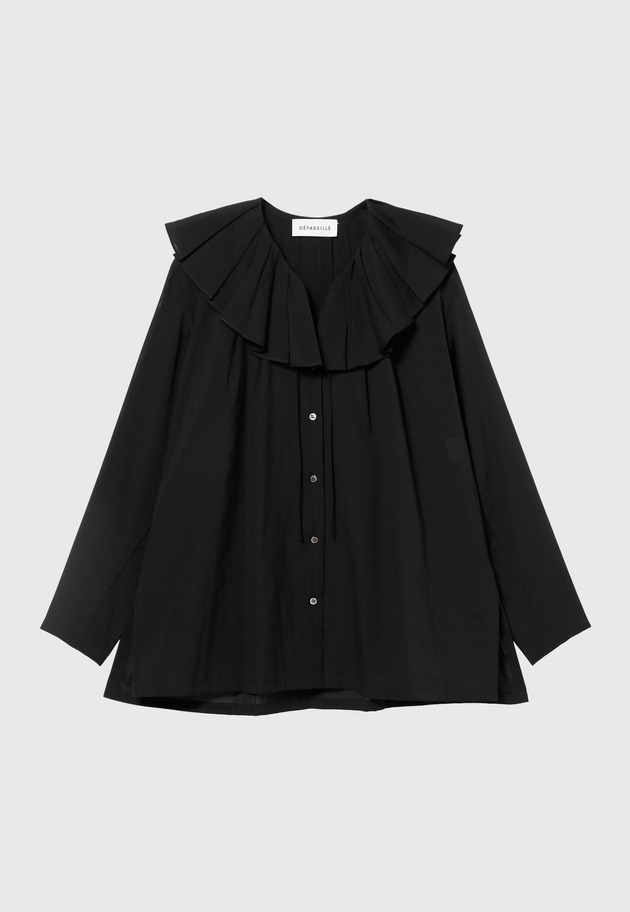 SHEER RUFFLE BLOUSE 詳細画像 Black 1