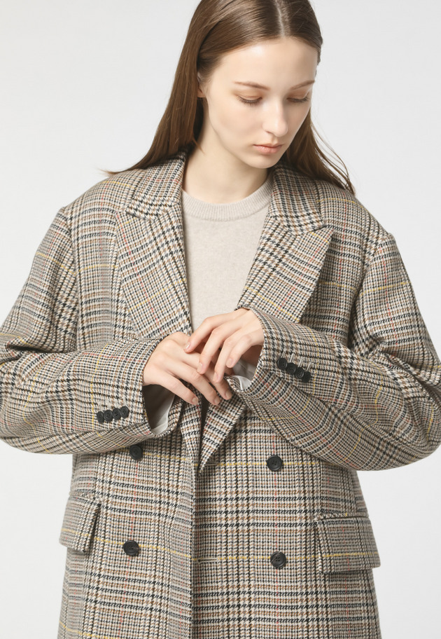 WOOL CHECK LONG JACKET 詳細画像 Beige 5