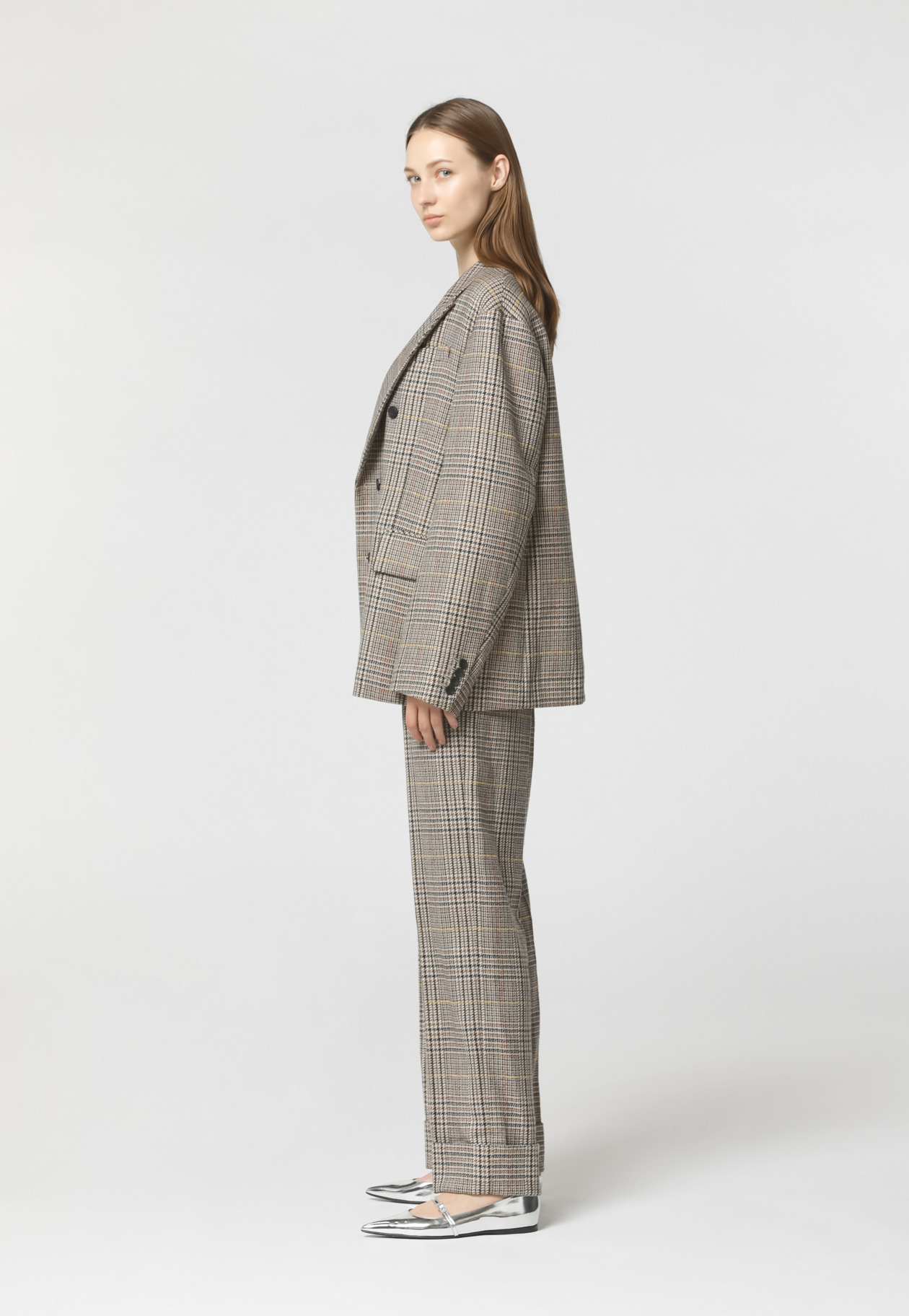 WOOL CHECK LONG JACKET 詳細画像 Beige 2