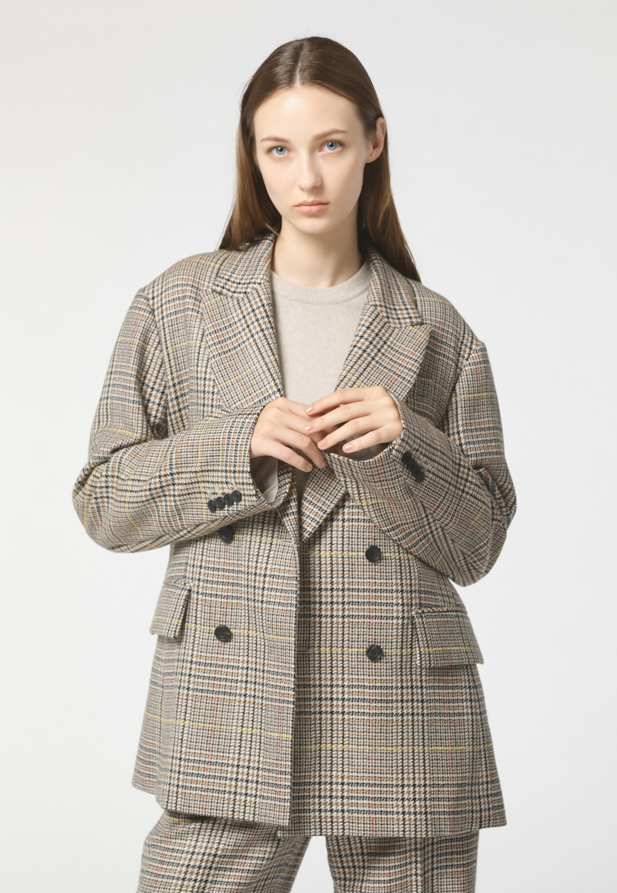 WOOL CHECK LONG JACKET 詳細画像 Beige 4