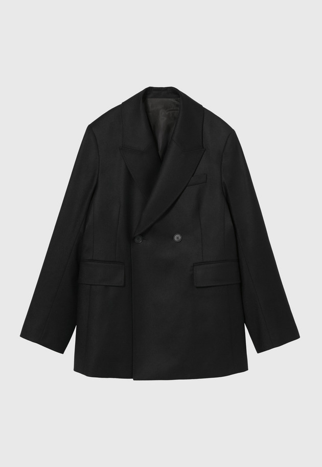 CASHMERE WOOL PEAK LAPEL JACKET 詳細画像 Black 5