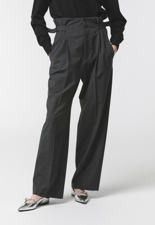 WOOL 2WAY STRETCH  BELTED PANTS