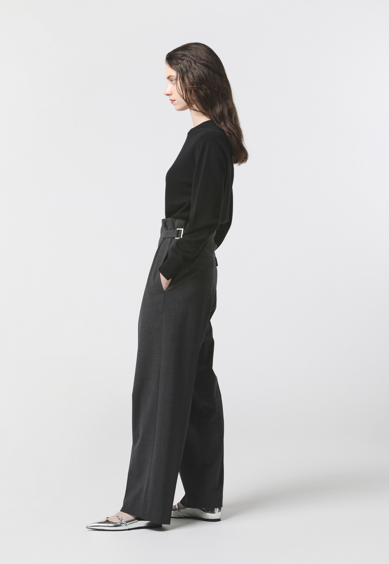 WOOL 2WAY STRETCH  BELTED PANTS 詳細画像 Chcl 4
