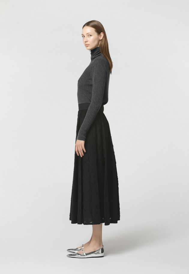 FLOWER CUT JAQUARD SKIRT 詳細画像 Black 2