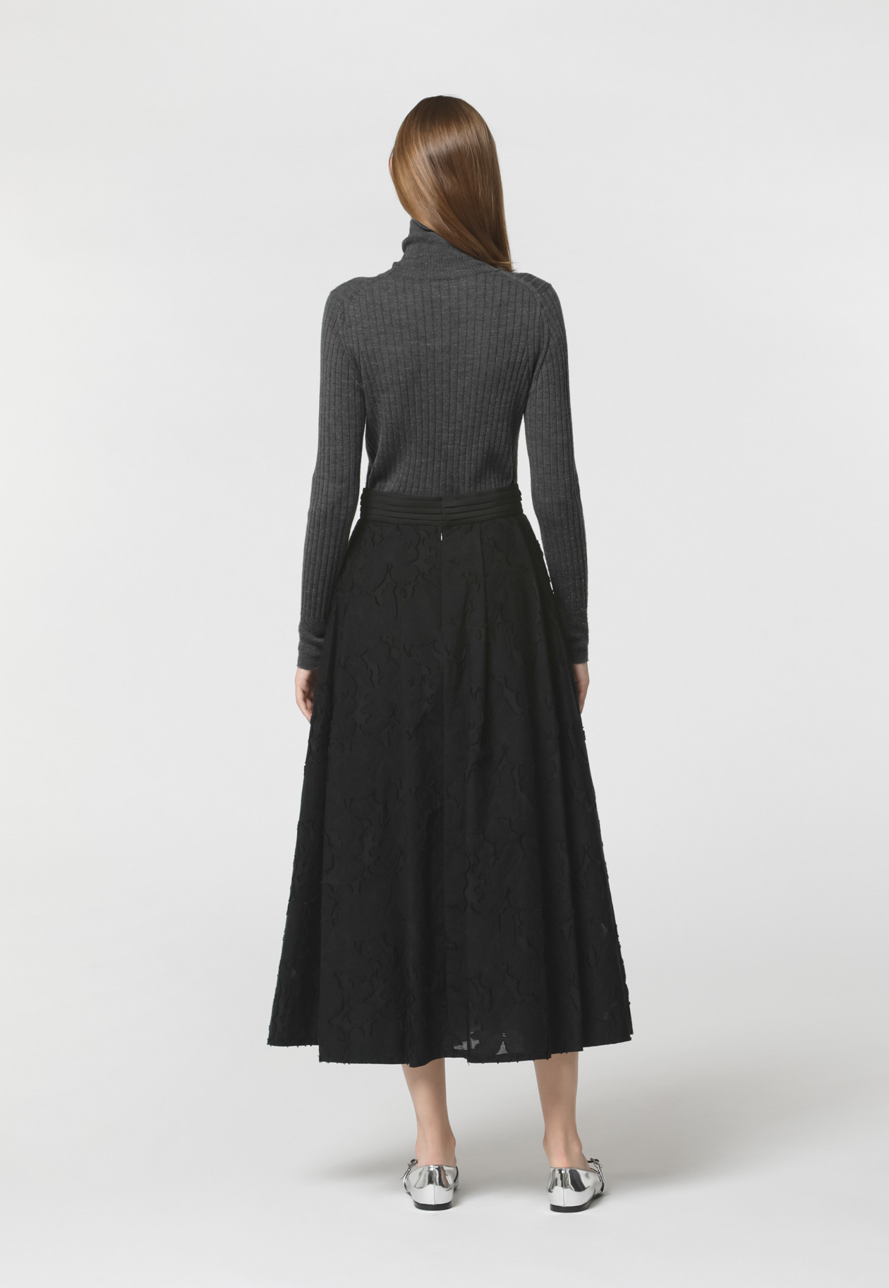 FLOWER CUT JAQUARD SKIRT 詳細画像 Black 3