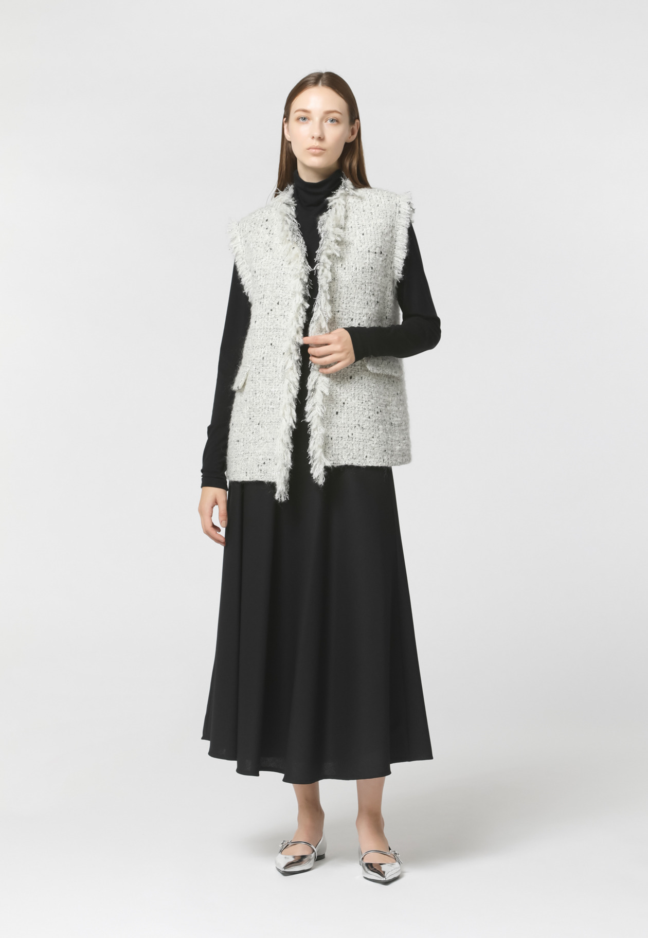 TWEED FRINGE GILET 詳細画像 Gray 4
