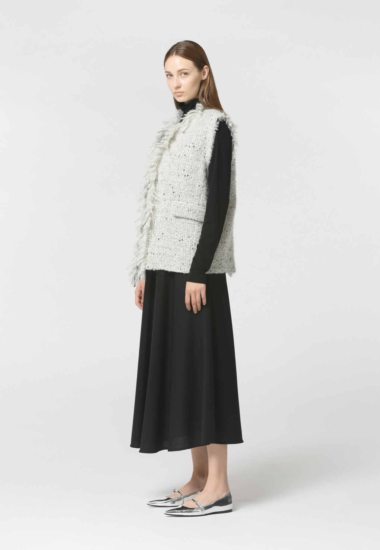 TWEED FRINGE GILET 詳細画像 Gray 5