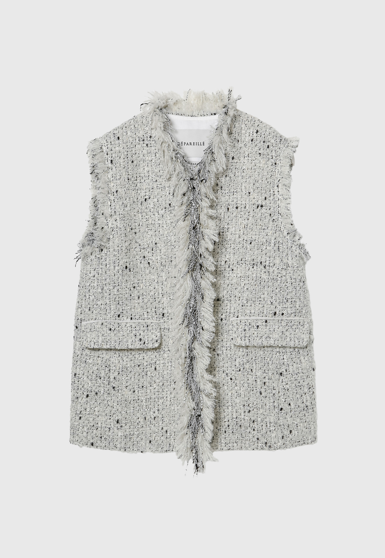 TWEED FRINGE GILET 詳細画像 Gray 6