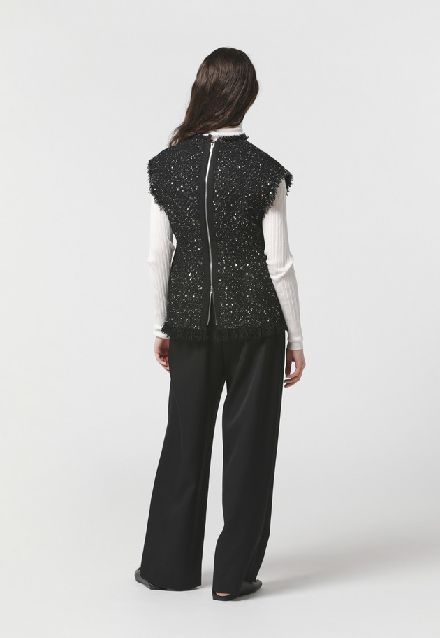 SPANGLE TWEED GILET 詳細画像 Black 6