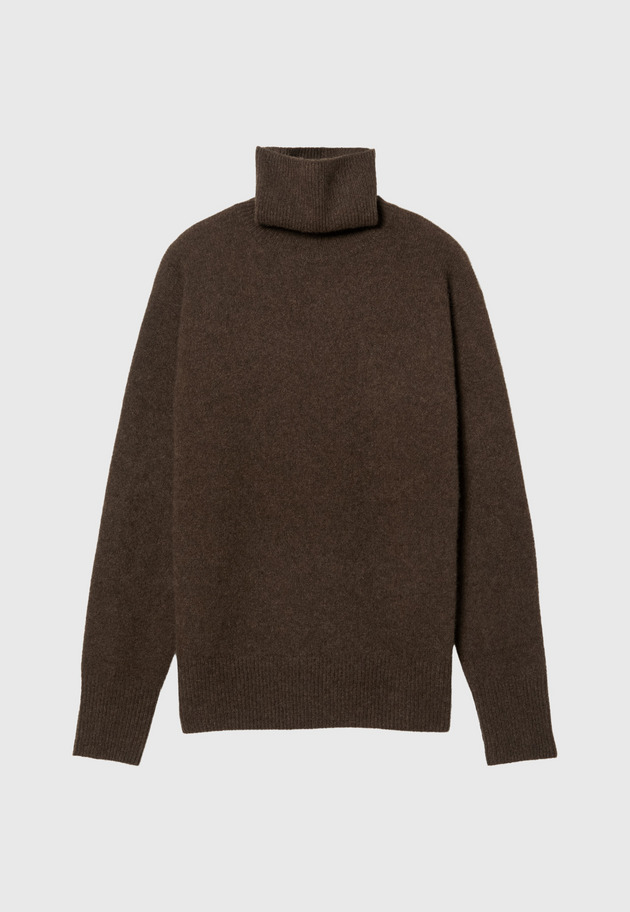 WHITE YAK LOOSE BOTTLE NECK KNIT 詳細画像 Brown 1