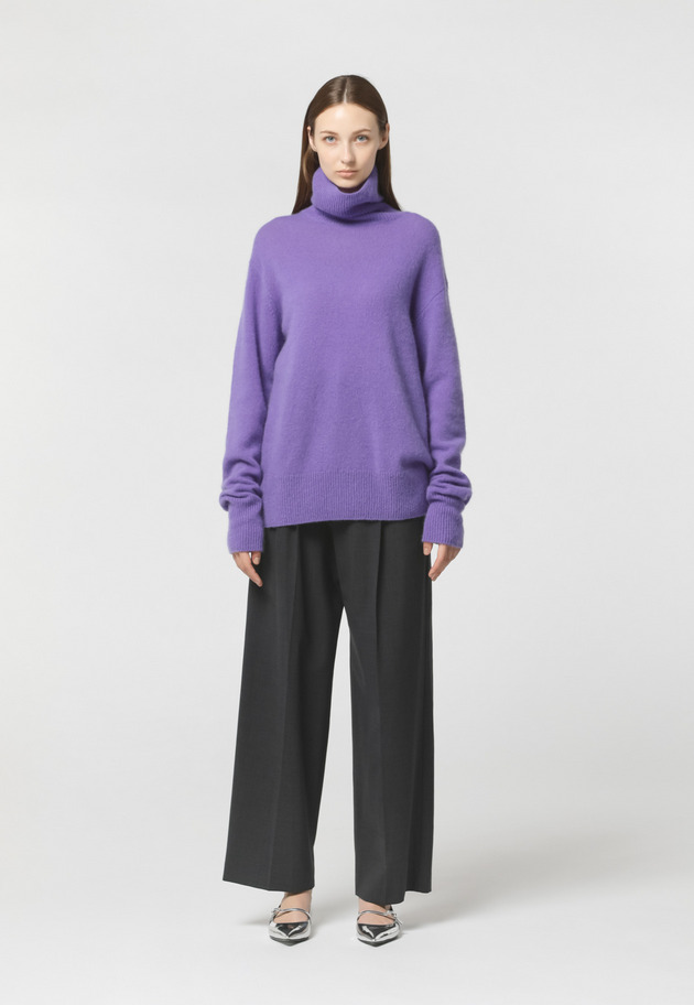 WHITE YAK LOOSE BOTTLE NECK KNIT 詳細画像 Purple 4