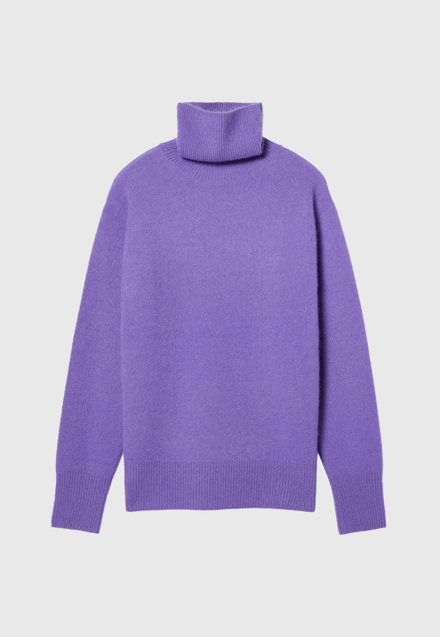 WHITE YAK LOOSE BOTTLE NECK KNIT 詳細画像 Purple 7