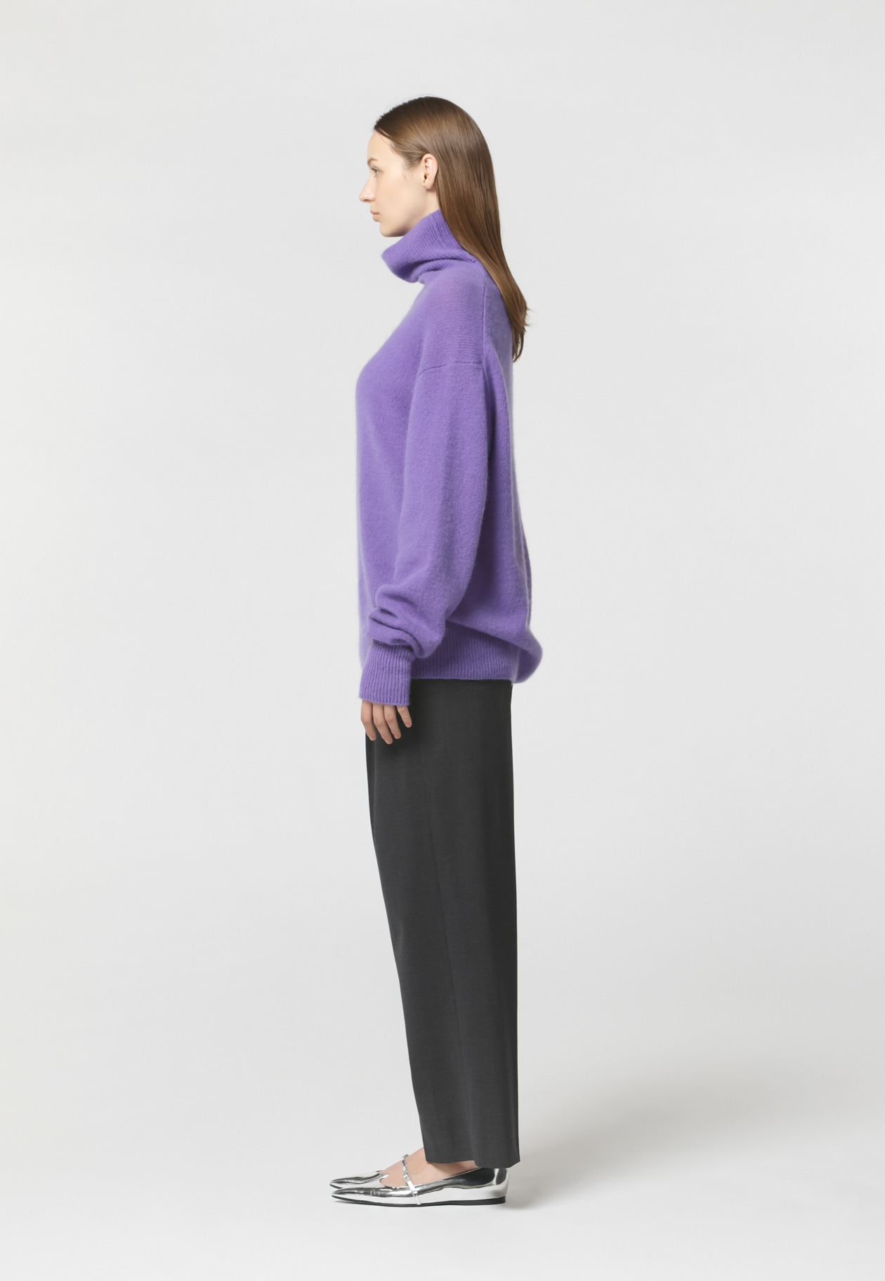 WHITE YAK LOOSE BOTTLE NECK KNIT 詳細画像 Purple 5