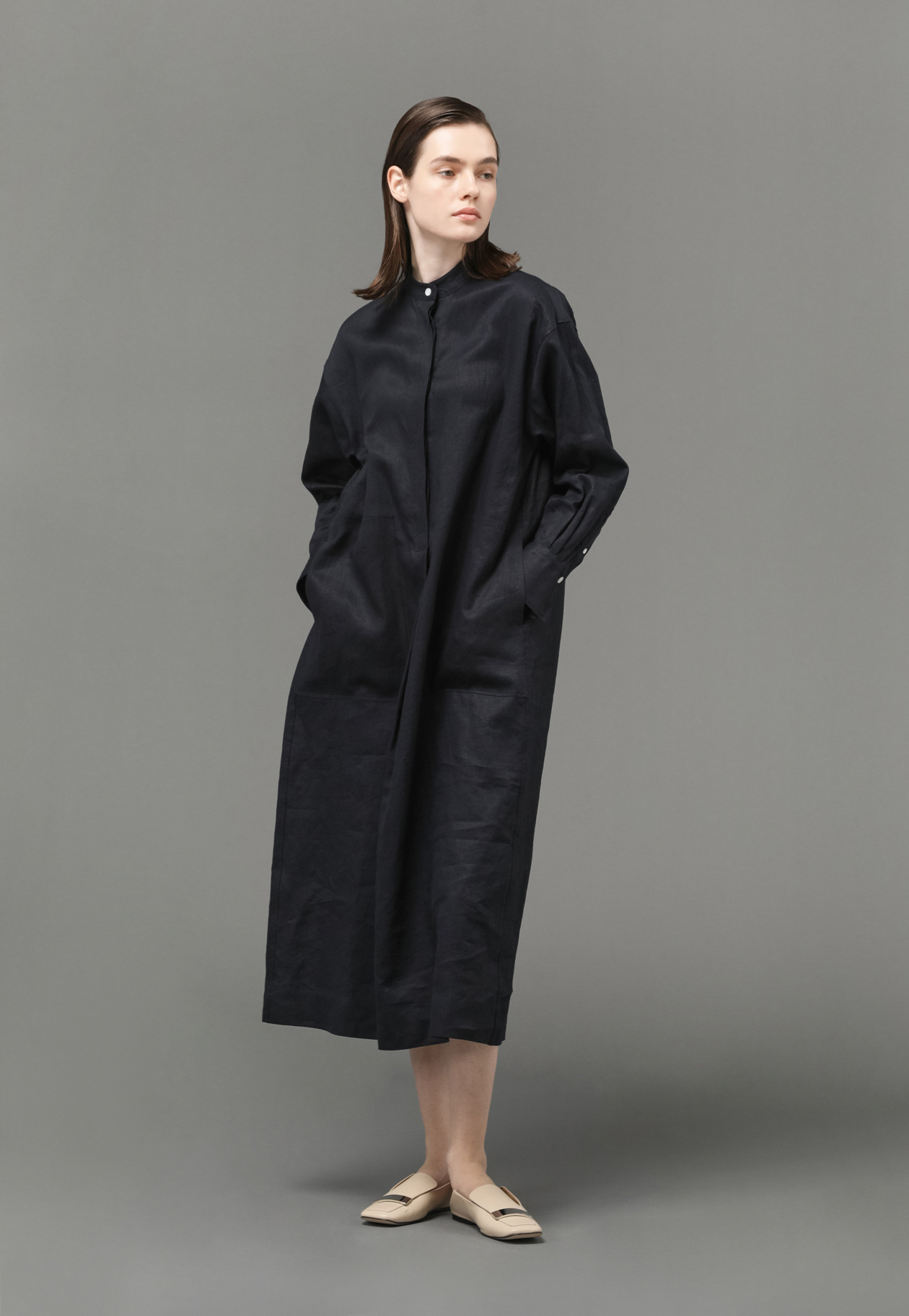 COMPACT LINEN DRESS 詳細画像 Navy 1