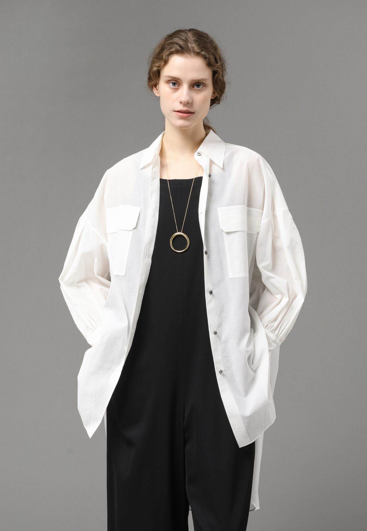 COTTON SILK SHEER BLOUSE 詳細画像 OW 1