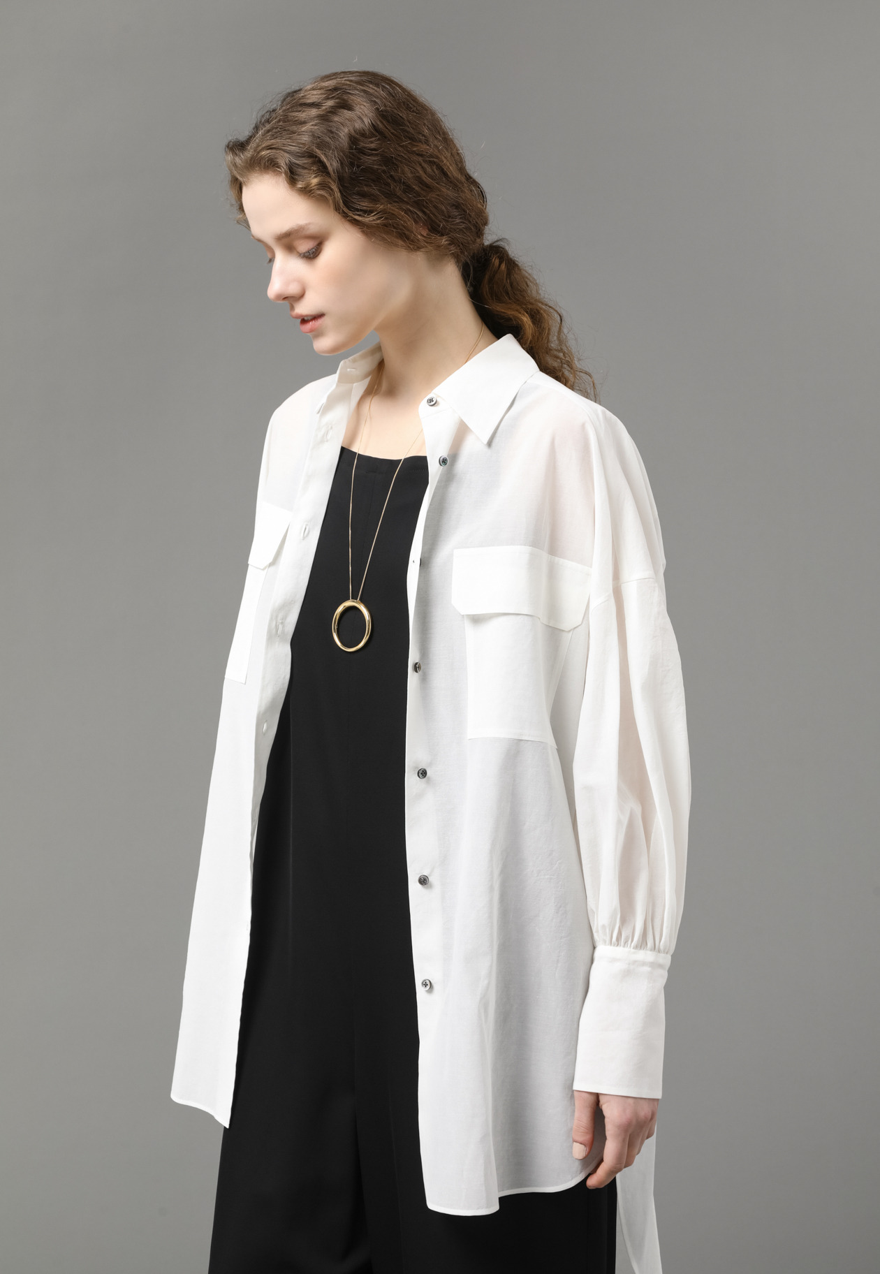 COTTON SILK SHEER BLOUSE 詳細画像 OW 2