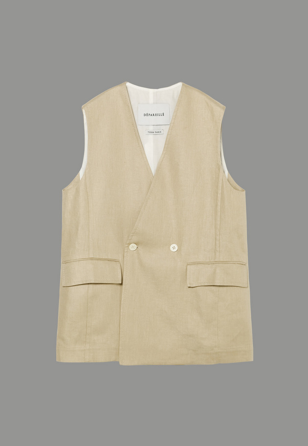 LINEN TWILL GILET 詳細画像 Beige 1