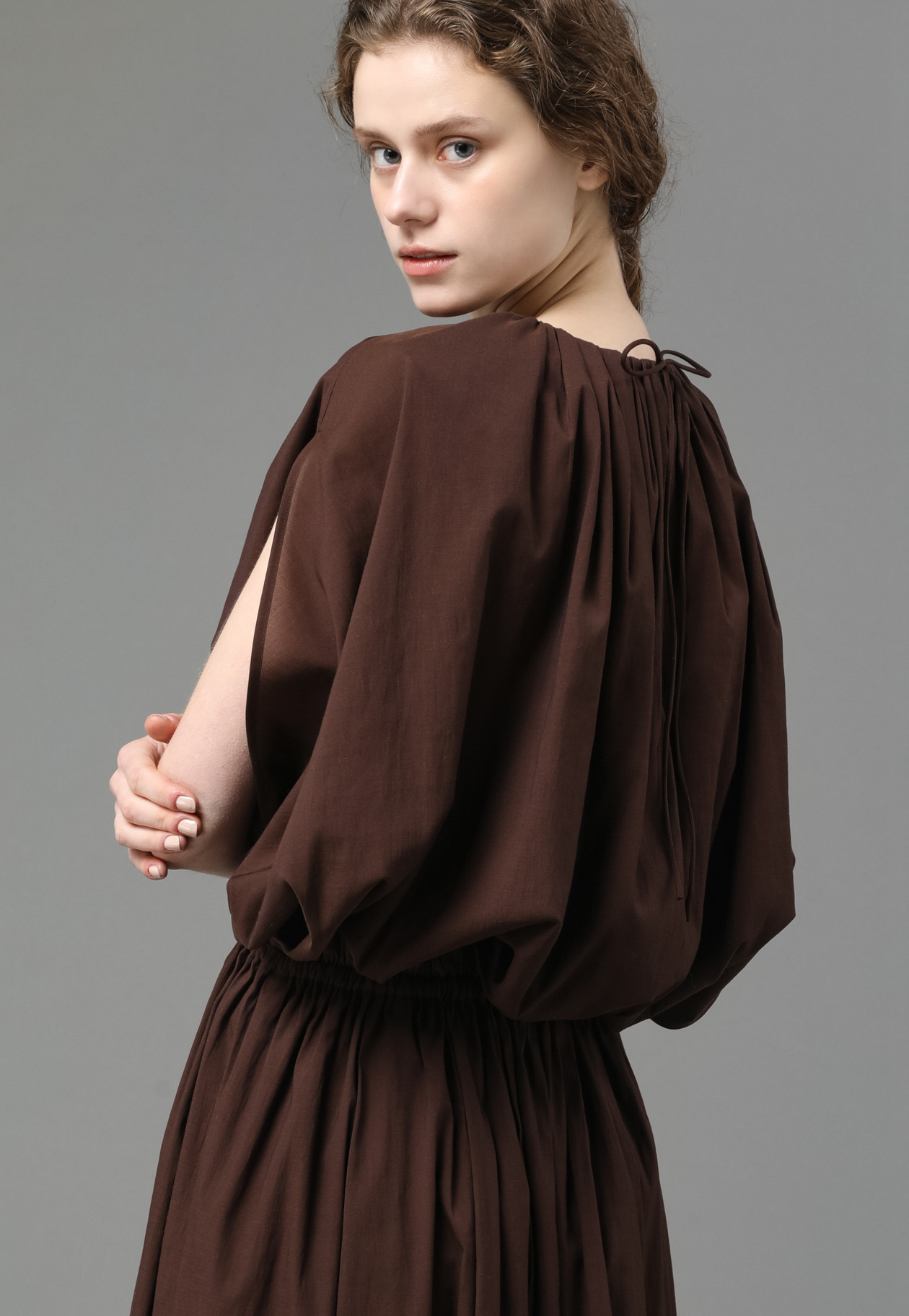 COCOON TOPS DRESS 詳細画像 Brown 7