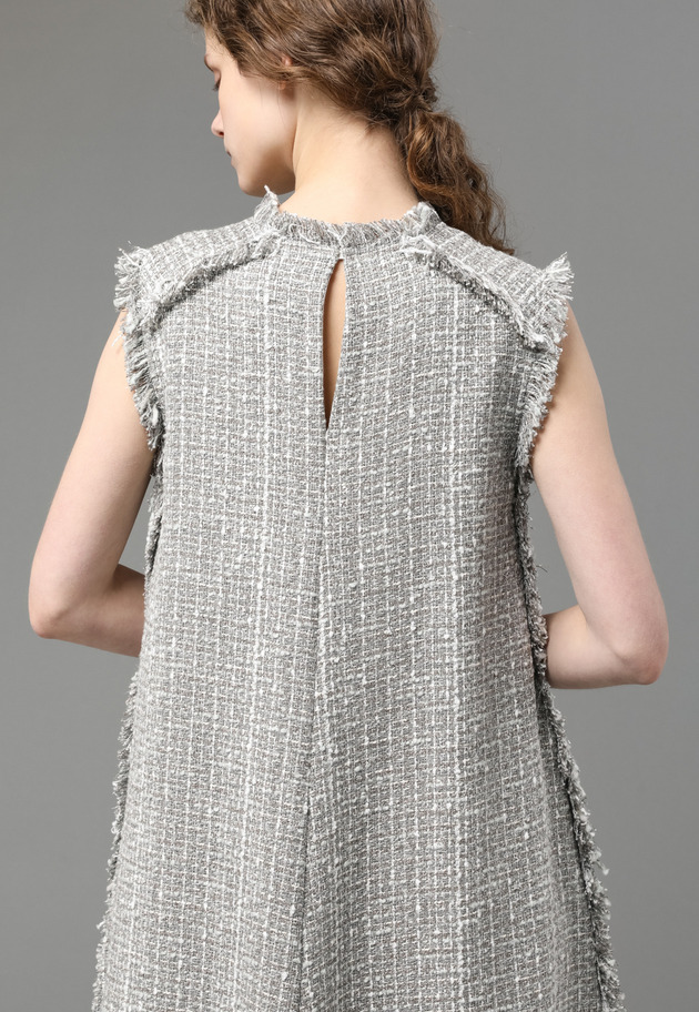 FANCY TWEED OVERLAP DRESS 詳細画像 Gray 7