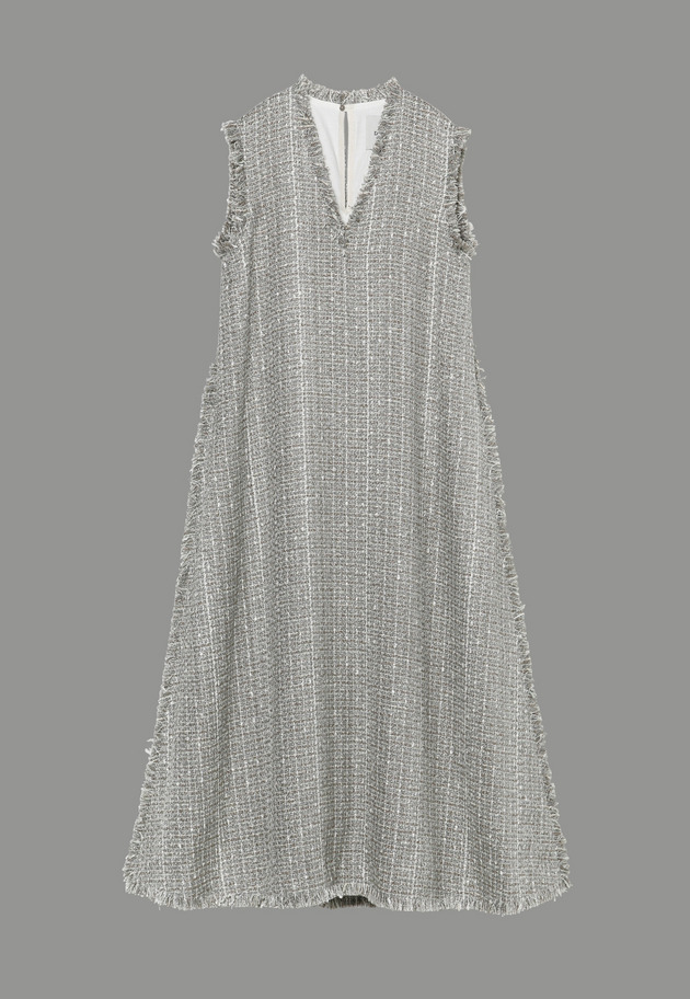 FANCY TWEED OVERLAP DRESS 詳細画像 Gray 9