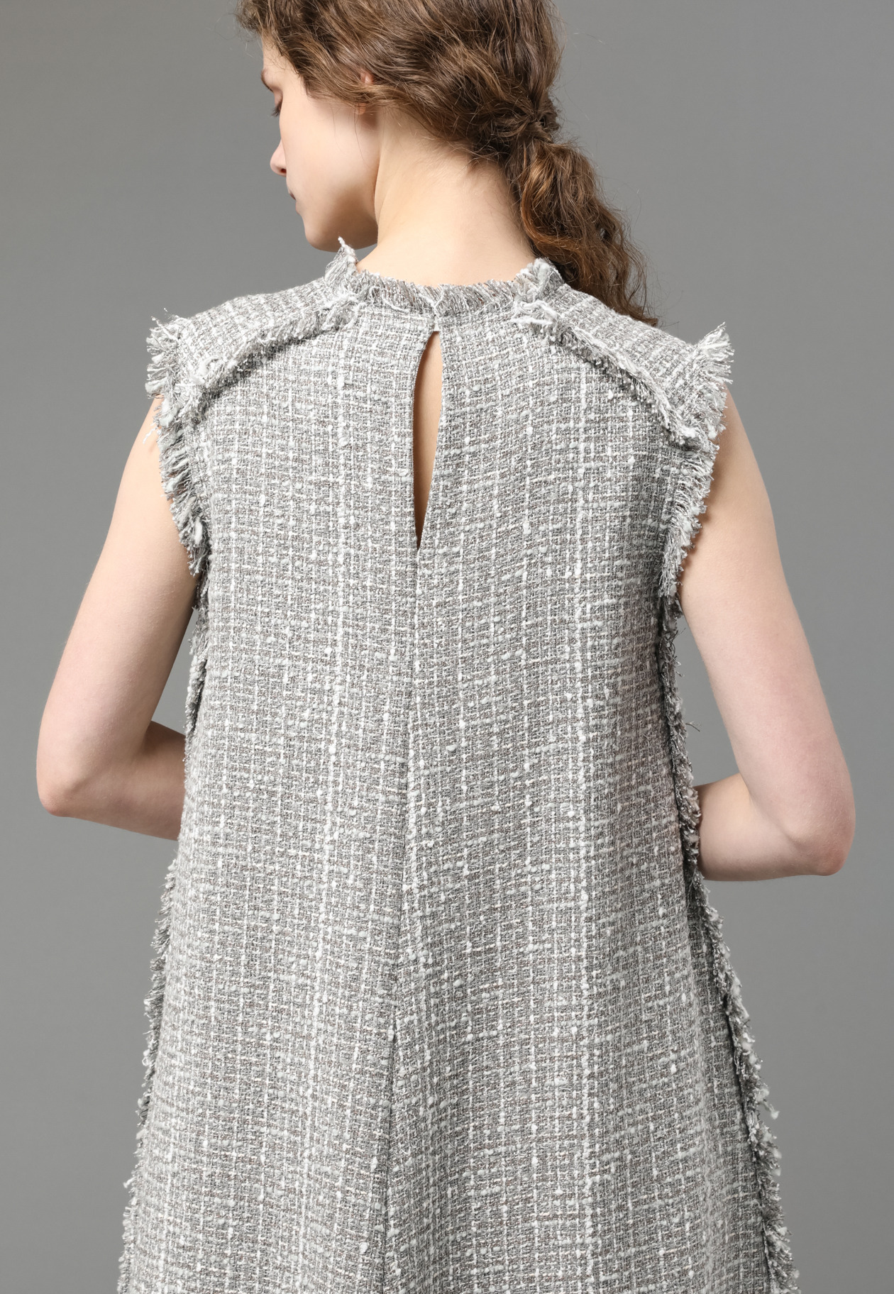 FANCY TWEED OVERLAP DRESS 詳細画像 Gray 7