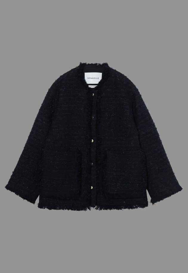 TAPEYARN TWEED FRINGE JACKET 詳細画像 Navy 9