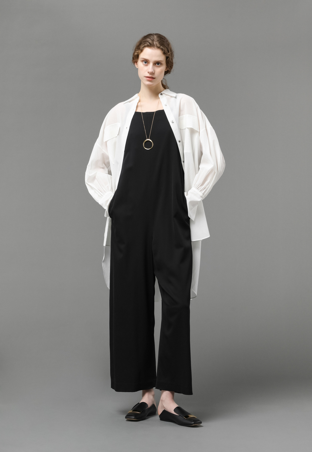 VISCOSE WOOL OVERALLS 詳細画像 Black 2