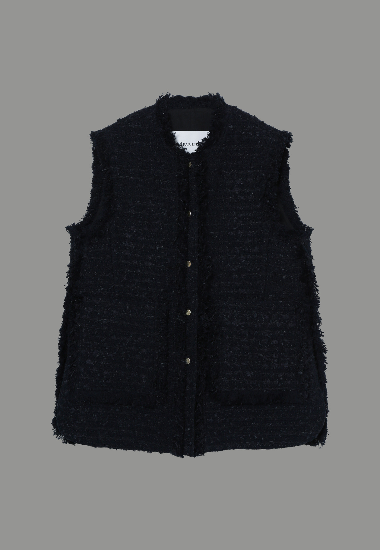 TAPEYARN TWEED ROUND HEM GILET 詳細画像 Navy 8