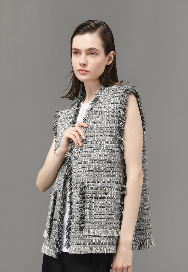 LAME TWEED VEST 詳細画像 Black 1