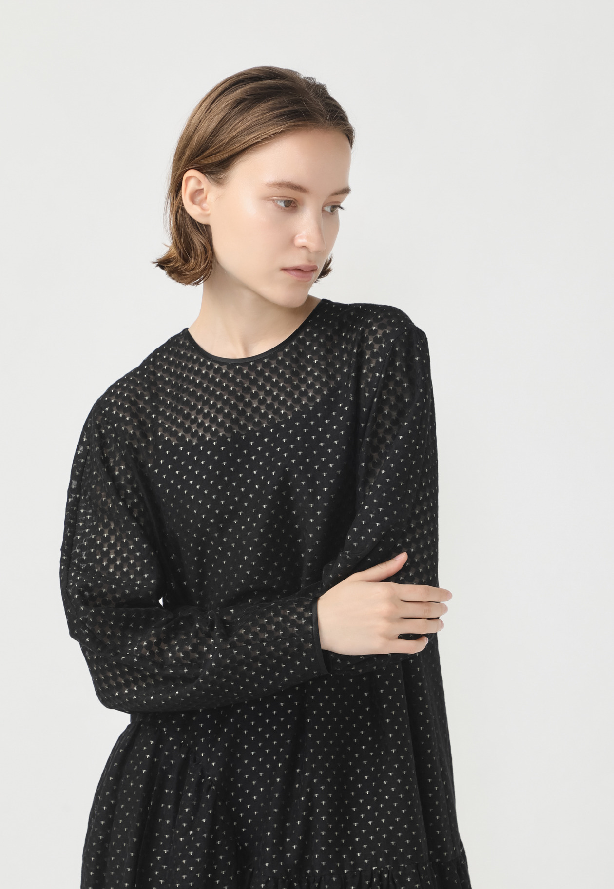 DOT JACQUARD DRESS 詳細画像 Black 5