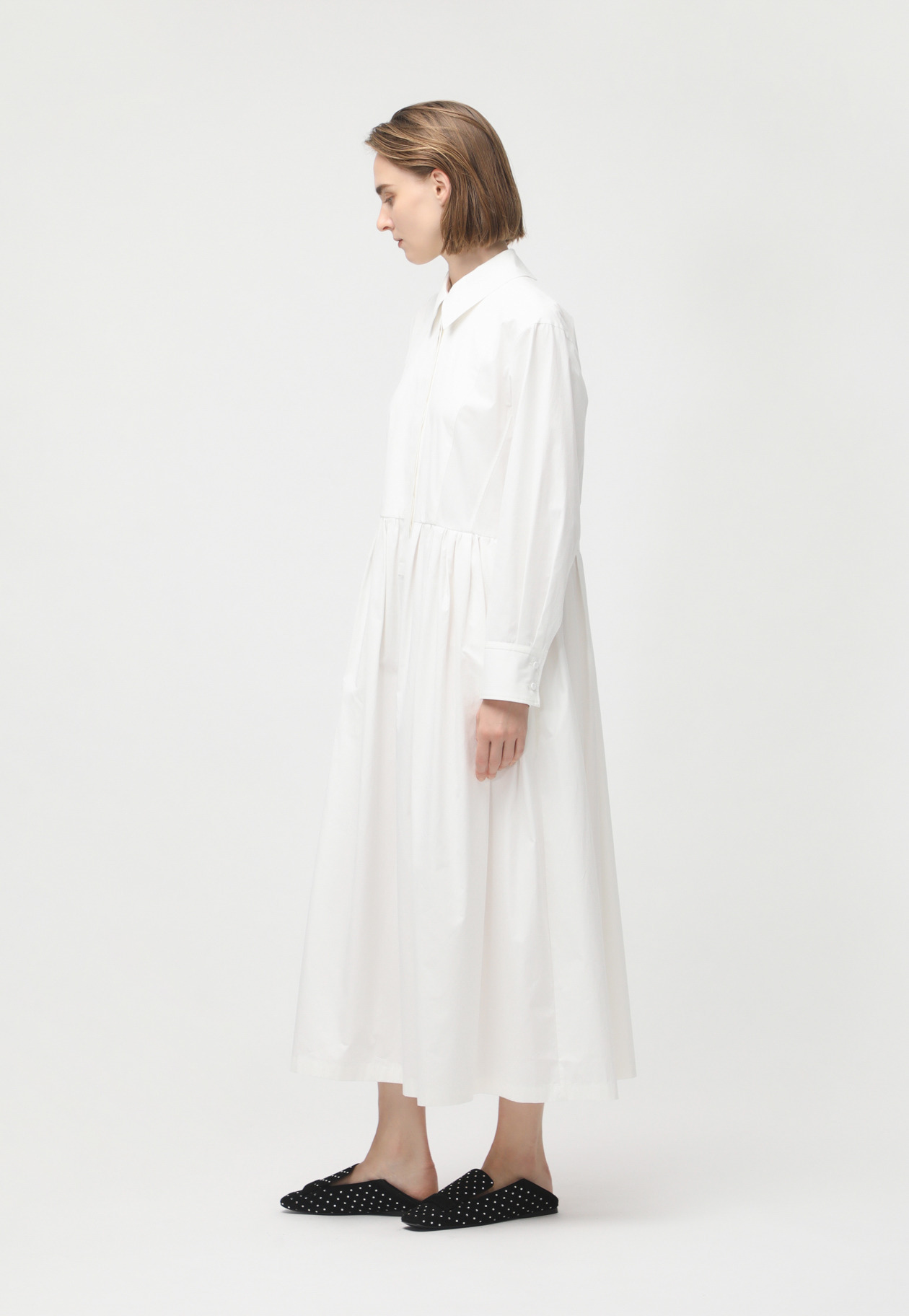 COTTON SILK TYPEWRITER DRESS 詳細画像 White 2