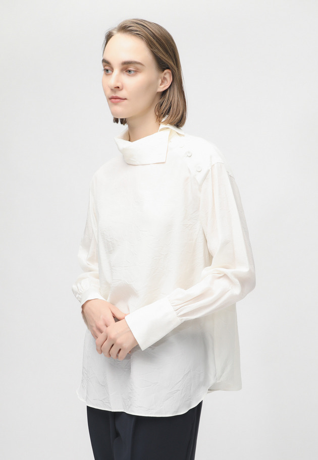 SILK CUPRA WASHER BLOUSE 詳細画像 Ivory 5