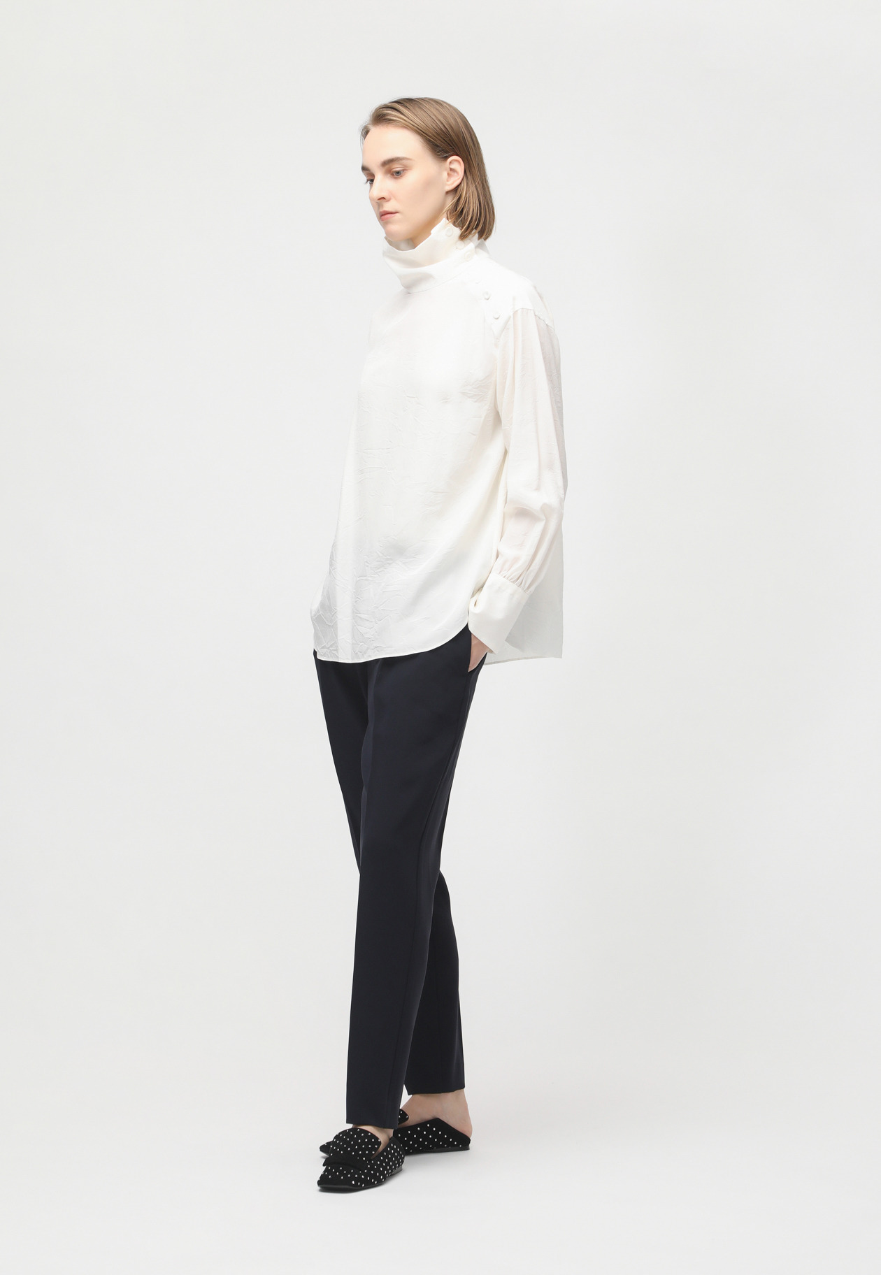 SILK CUPRA WASHER BLOUSE 詳細画像 Ivory 9