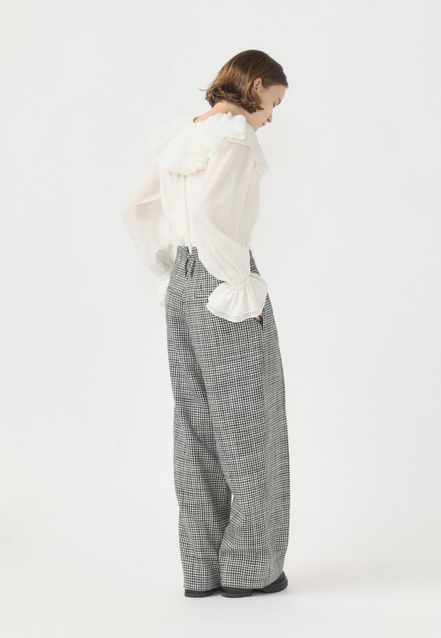 SHEER SILK RUFFLE BLOUSE 詳細画像 White 3